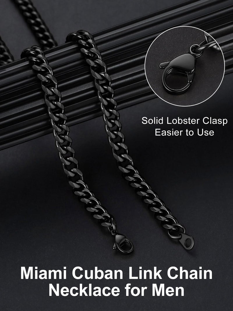 Suplight 6mm 316L Stainless Steel Miami Cuban Chains Necklaces Hip Hop Punk Jewelry Black Short Curb Cuban Link Chain Necklace for Men & Women 18 inches - Image 4